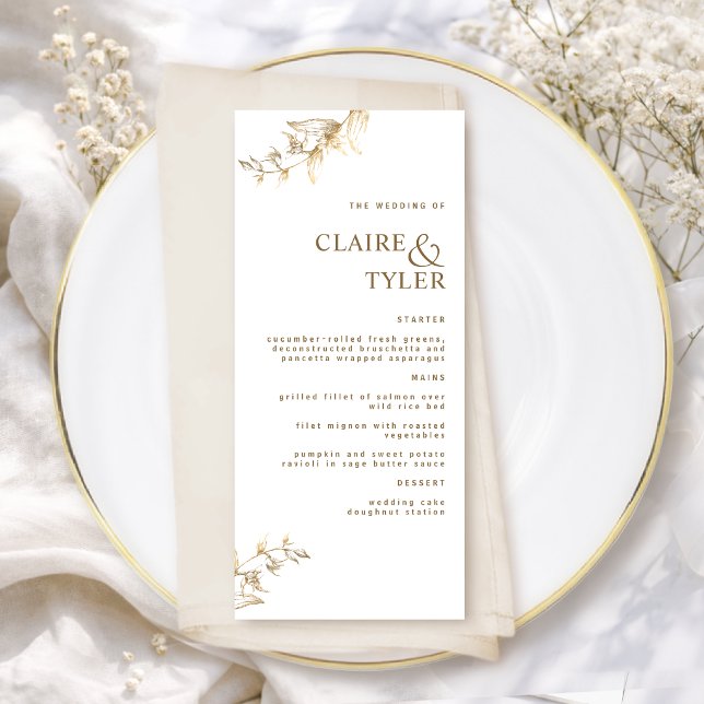 Modern Elegant Chic White and Gold Wedding  Menu (Creator Uploaded)