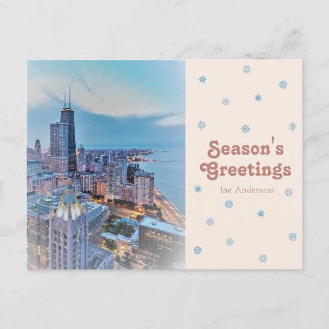 Modern Elegant Chicago City Skyline Greeting Card (Front)