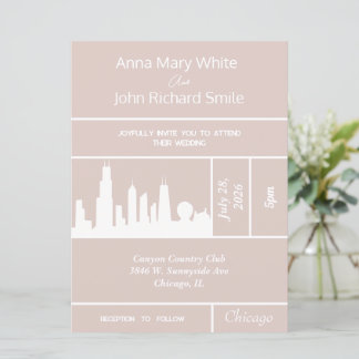 Modern Elegant Chicago City Skyline Invitation