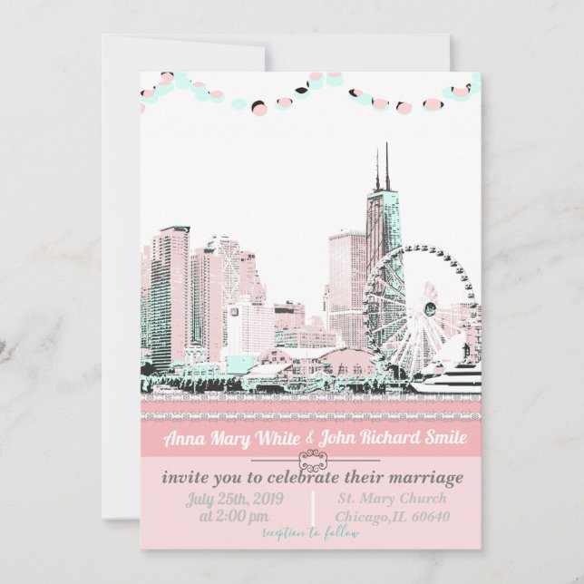 Modern Elegant Chicago City Skyline Invitation (Front)