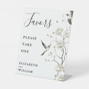 Modern Elegant Chinoiserie Floral Favours Wedding Pedestal Sign