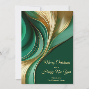 Modern Elegant Christmas Green and Gold Holiday Card