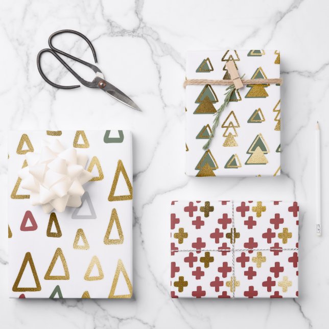 Modern Elegant | Christmas Holiday Doodles Wrapping Paper Sheet (Front)