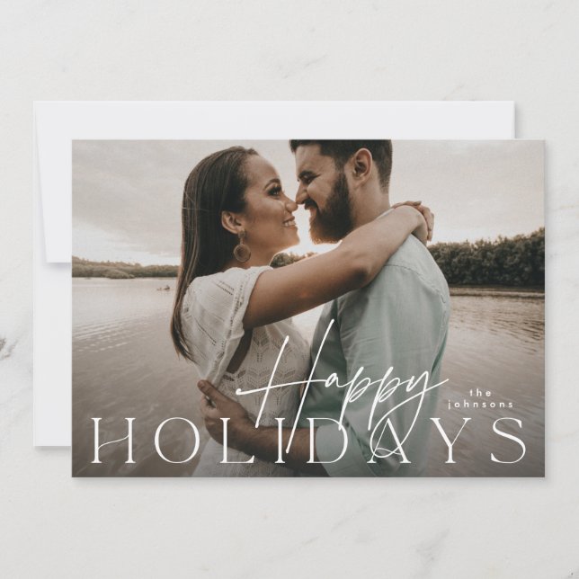 Modern Elegant Christmas Photo Happy Holiday Card (Front)