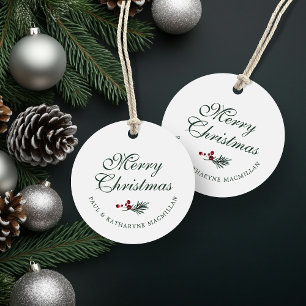 Modern Elegant Christmas Pine Greenery Favour Tags