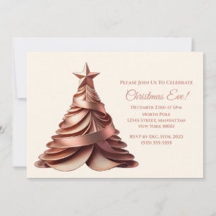 Modern Elegant Christmas Tree-Rose Gold- Invitation
