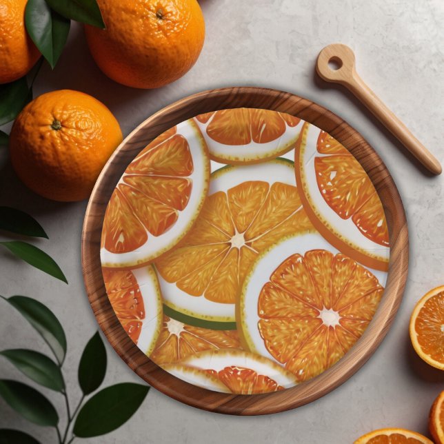 Modern Elegant Citrus Orange Baby Shower  Paper Plate (Creator Uploaded)