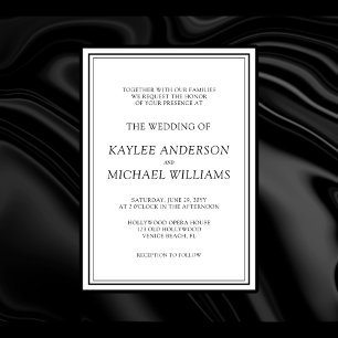 Modern Elegant Classic Black and White Wedding Invitation