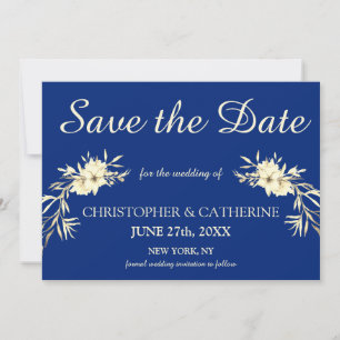 Modern Elegant Classic Blue Save the Date Wedding