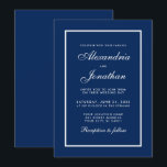 Modern Elegant Classic Blue Wedding Invitation<br><div class="desc">Modern Elegant,  Yet Simple Wedding Classic Blue and White Invitation Card</div>