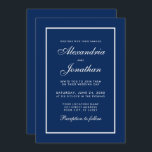 Modern Elegant Classic Blue Wedding Invitation<br><div class="desc">Modern Elegant,  Yet Simple Wedding Classic Blue and White Invitation Card</div>