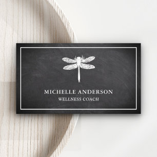 Modern Elegant Classic Chalkboard Dragonfly Business Card