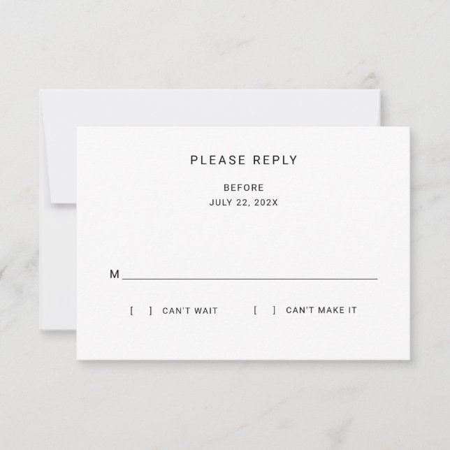 Modern Elegant Classic Minimalist RSVP Card (Front)