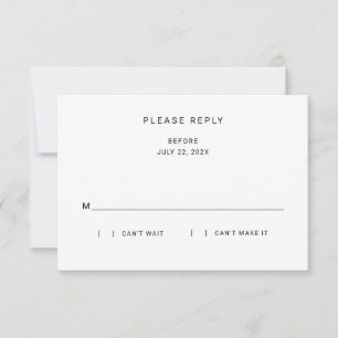 Modern Elegant Classic Minimalist RSVP Card