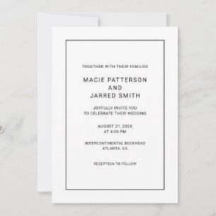Modern Elegant Classic Minimalist Wedding Invitation