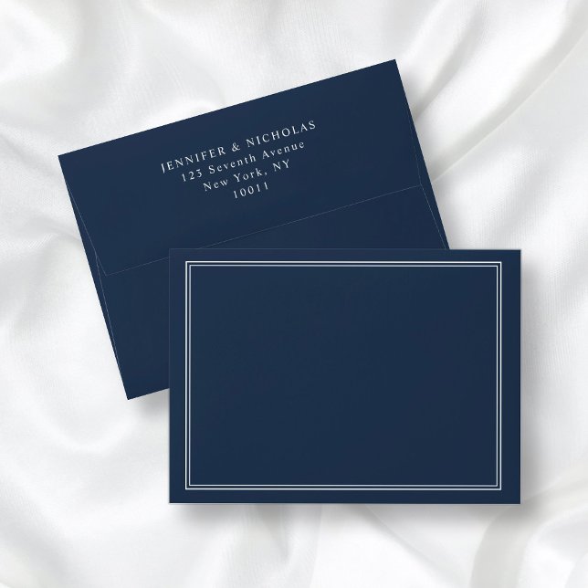 Modern Elegant Classic Navy Blue Address Wedding Envelope (Creator Uploaded)
