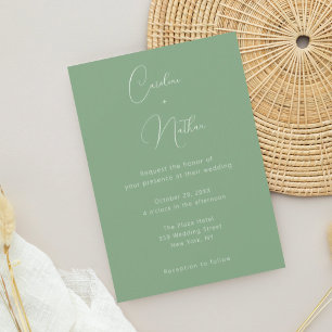 Modern Elegant Classic Sage Green & White Wedding Invitation