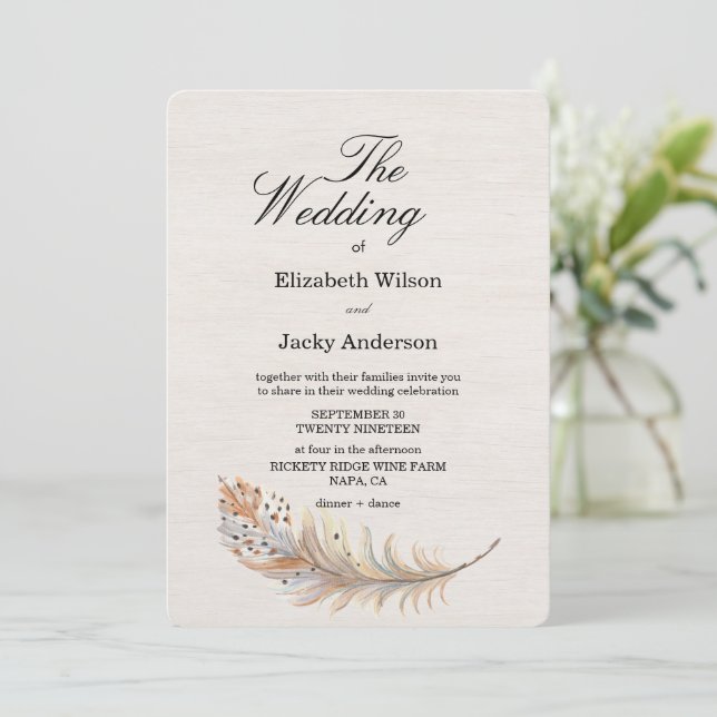 Modern Elegant Classic simple minimalist Wedding Invitation (Standing Front)