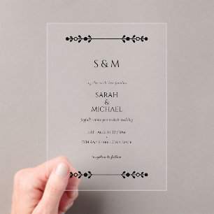 Modern elegant classic style wedding acrylic invitations