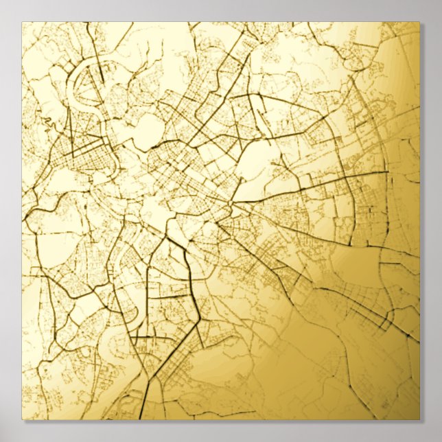  Modern Elegant Classy Cool Gift Map of Rome Italy Foil Prints (Front)