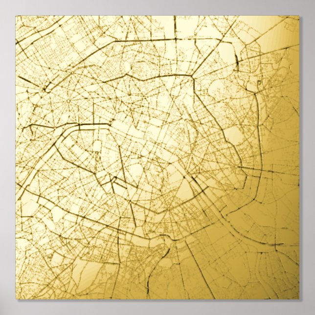   Modern Elegant Classy Gift Map of Paris, France Foil Prints (Front)