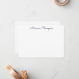 Modern Elegant Clean Girly Navy Blue Name Card