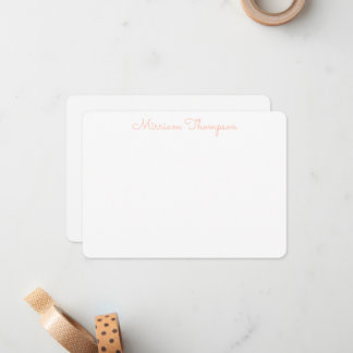 Modern Elegant Clean Girly Orange Name Card
