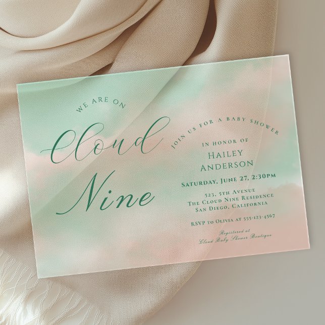 Modern Elegant Cloud Nine Baby Shower Acrylic Invitations (Creator Uploaded)