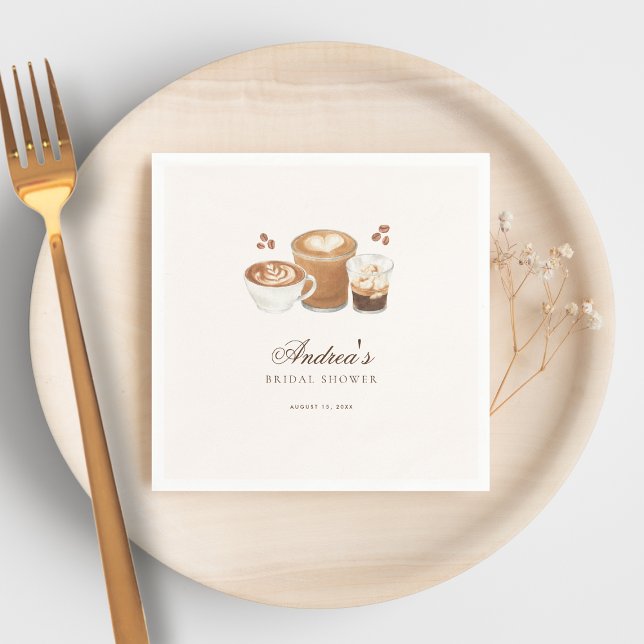 Modern Elegant Coffee Theme Bridal Shower Napkin (Creator Uploaded)
