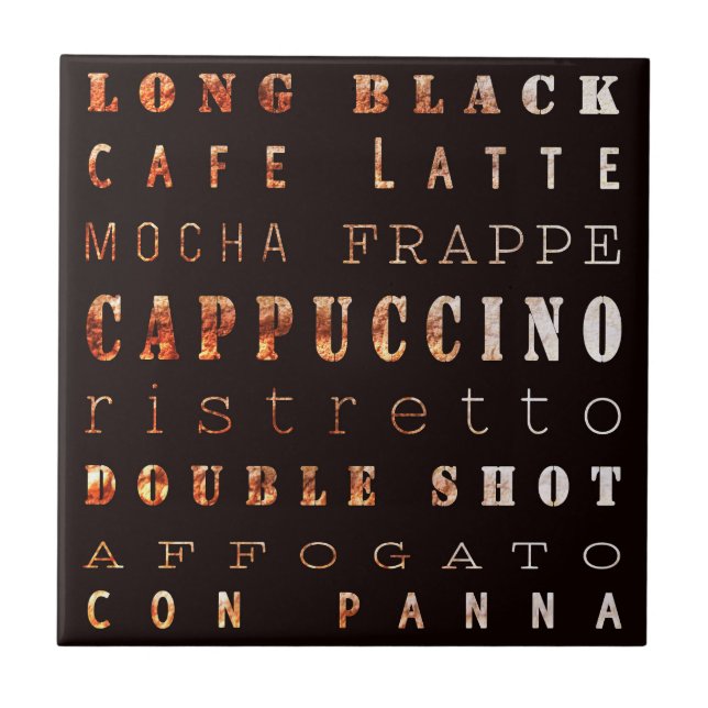 Modern Elegant Coffee Types Typography  Tile (Front)