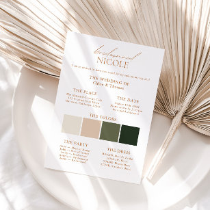 Modern Elegant Colour Palette Bridesmaid Info Card