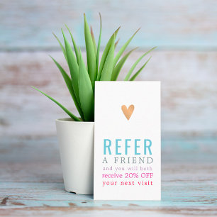 Modern Elegant Colourful Gold Heart Beauty Salon Referral Card