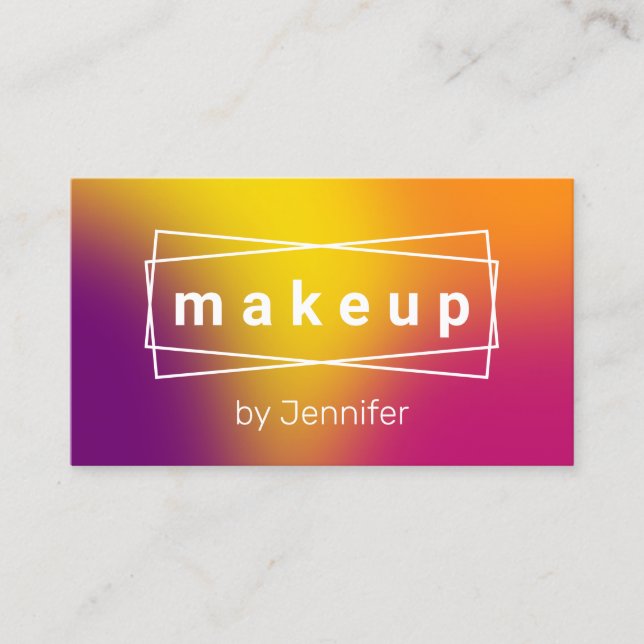 Modern elegant colourful holographic makeup artist business card (Front)