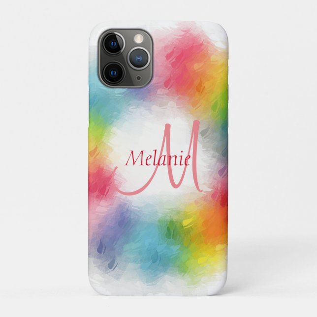 Modern Elegant Colourful Monogram Template Case-Mate iPhone Case (Back)