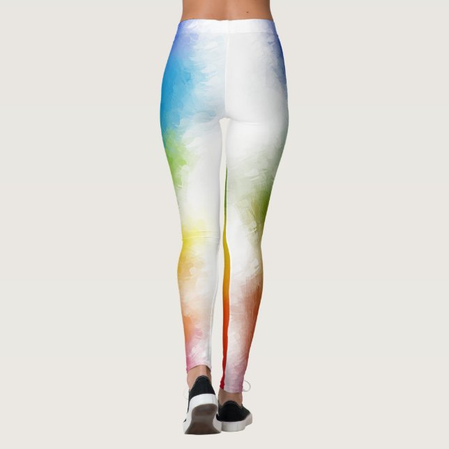 Modern Elegant Colourful Red Blue Yellow Green Leggings (Back)