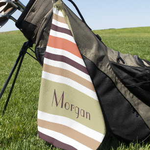 Modern Elegant Colourful Stripe Monogrammed Golf Towel