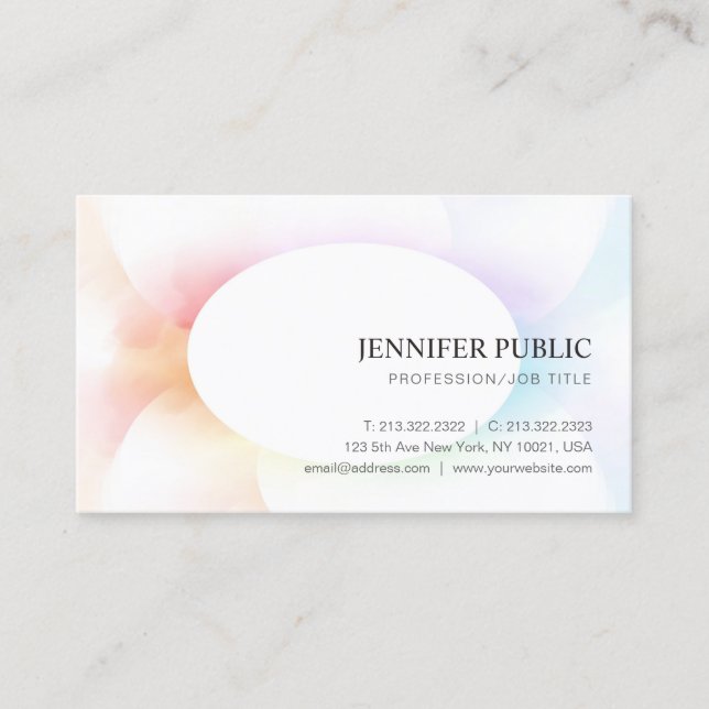 Modern Elegant Colourful Trendy Simple Template Business Card (Front)