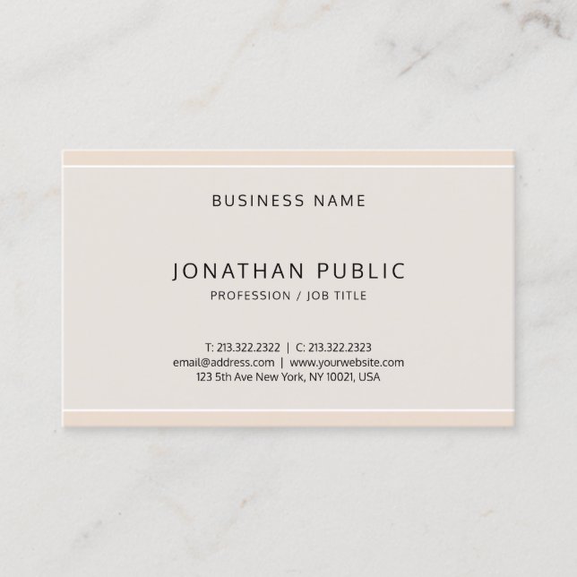 Modern Elegant Colours Minimalist Professional Top Business Card (Front)