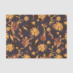 Modern Elegant Coneflowers Yellow Orange Dark Grey Tissue Paper