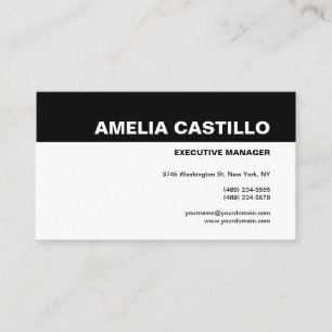Modern Elegant Contemporary Plain Black White Business Card