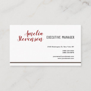 Modern Elegant Contemporary Plain Red Grey White Business Card