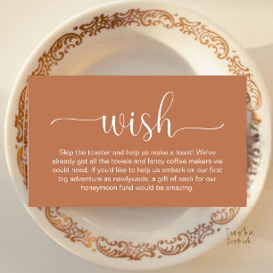 Modern Elegant copper brown Honeymoon Wish Fund Enclosure Card