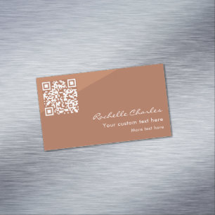 Modern Elegant Copper Tan QR Code  Magnetic Business Card