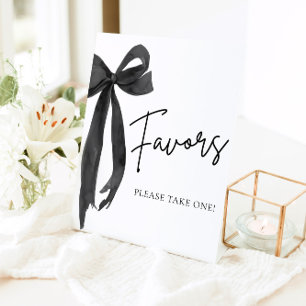 Modern Elegant Coquette Black Bow Favours Sign