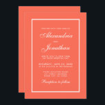 Modern Elegant Coral and White Wedding Invitation<br><div class="desc">Modern Elegant,  Yet Simple Wedding Coral and White Invitation Card</div>