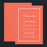 Modern Elegant Coral and White Wedding Invitation<br><div class="desc">Modern Elegant,  Yet Simple Wedding Coral and White Invitation Card</div>