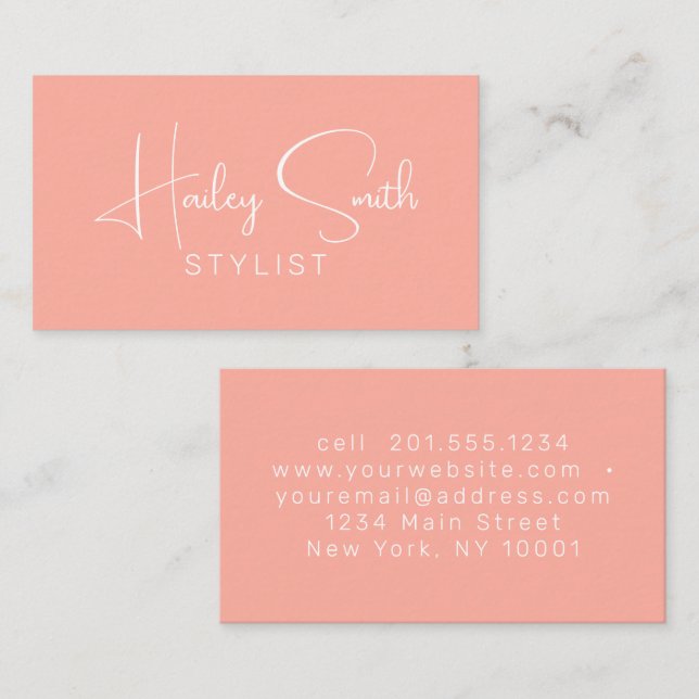Modern Elegant Coral Professional Business  Business Card (Front/Back)