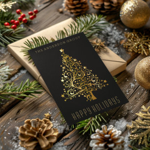 Modern Elegant Corporate Gold Christmas Holiday Card