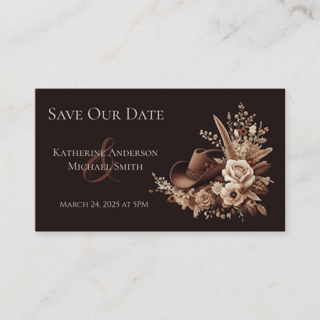 Modern Elegant Country Western- Floral  Business Card (Front)