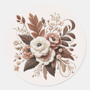 Modern Elegant Country Western- Floral Classic Round Sticker